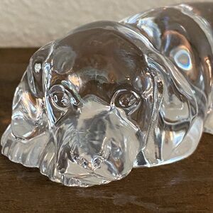 Sleeping Dog Figurine Paperweight Princess House 24% Lead Crystal W Germany VTG